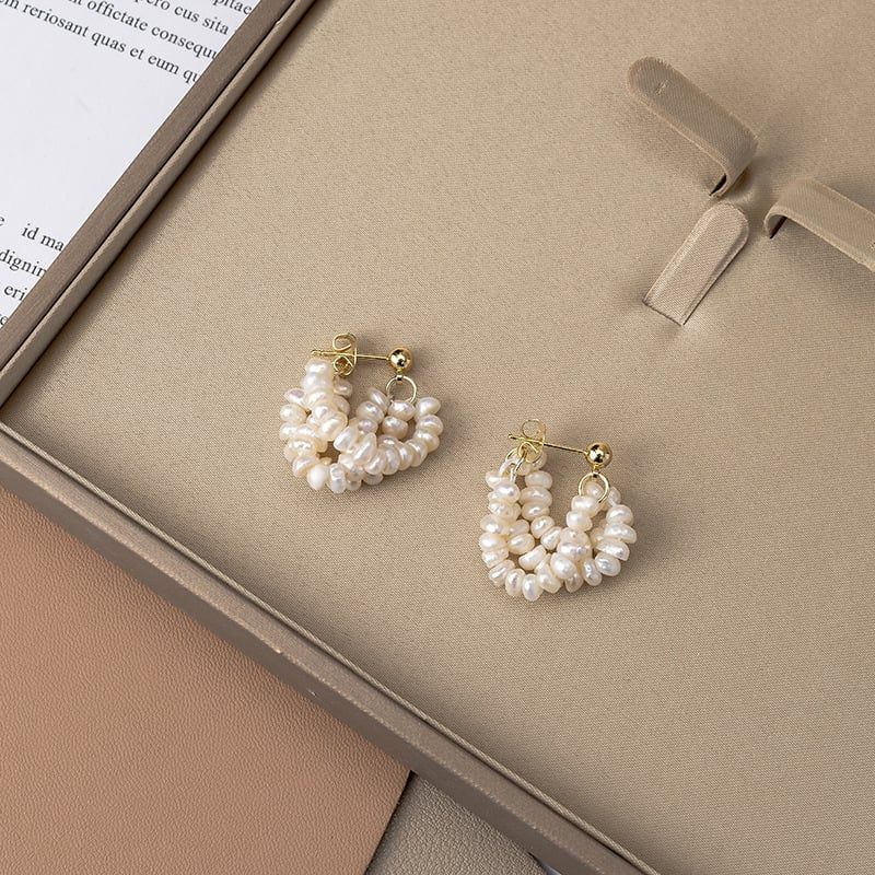 Bông Tai Ngọc Trai Baroque 3 Dây Võng Đung Đưa Kiêu Kỳ MADAME HIEN PEARLS Cho Nữ BTB095