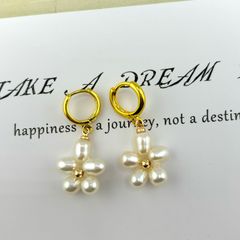 Bông Tai Ngọc Trai Tự Nhiên Tua Rua Hoa 5 Cánh MADAME HIEN PEARLS Thời Trang Nữ BTG089