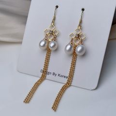 Bông Tai Ngọc Trai Tự Nhiên Tua Rua Phong Cách Thổ Dân MADAME HIEN PEARLS Cho Nữ BTG122