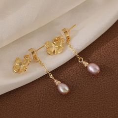 Bông Tai Tua Rua Ngọc Trai Tự Nhiên Hạt Gạo Mặt Bướm 3D MADAME HIEN PEARLS Nữ Tính BTG153