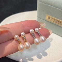 Bông Tai Tua Rua Viên Ngọc Trai Giọt Nước Tự Nhiên Sang Trọng MADAME HIEN PEARLS BTG155
