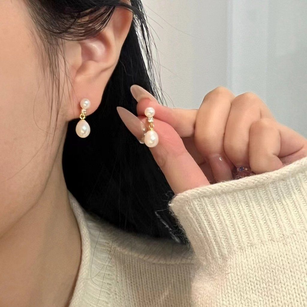 Bông Tai Tua Rua Viên Ngọc Trai Giọt Nước Tự Nhiên Sang Trọng MADAME HIEN PEARLS BTG155