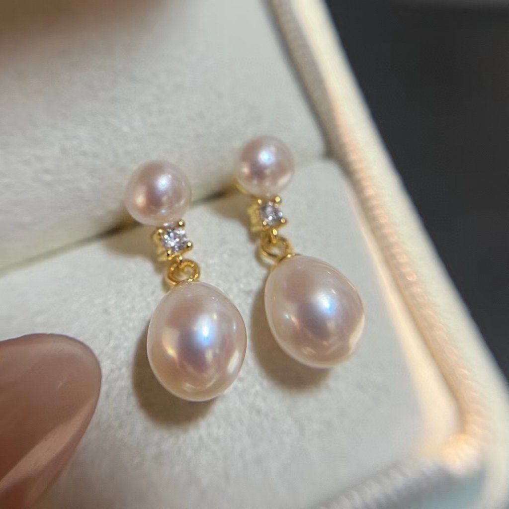 Bông Tai Tua Rua Viên Ngọc Trai Giọt Nước Tự Nhiên Sang Trọng MADAME HIEN PEARLS BTG155