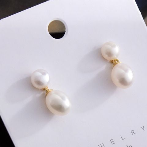 Bông Tai Bạc 925 Mạ vàng Đính Ngọc Trai Giọt Nước Thời Trang Cho Nữ BTG033TR