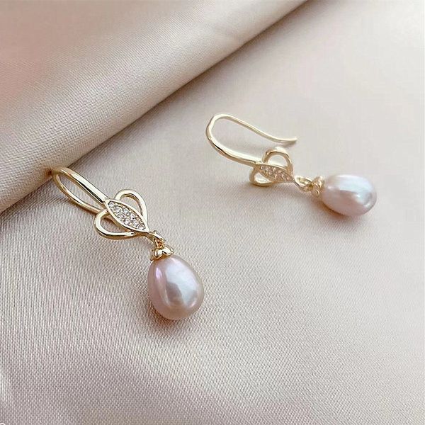 Bông Tai Ngọc Trai Nước Ngọt Tự Nhiên Khảm Hình Trái Tim MADAME HIEN PEARLS Cho Nữ BTG041
