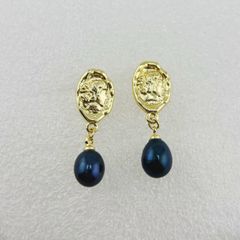 Bông Tai Ngọc Trai Tự Nhiên Mặt Gồ Ghề Phá Cách Độc Đáo BTG048B