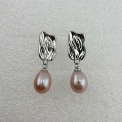 Bông Tai Ngọc Trai Tự Nhiên Mặt Gồ Ghề Phá Cách Độc Đáo BTG048C