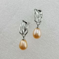 Bông Tai Ngọc Trai Tự Nhiên Mặt Gồ Ghề Phá Cách Độc Đáo BTG048C