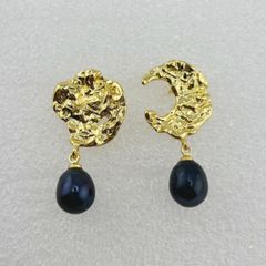 Bông Tai Ngọc Trai Tự Nhiên Mặt Gồ Ghề Phá Cách Độc Đáo BTG048F