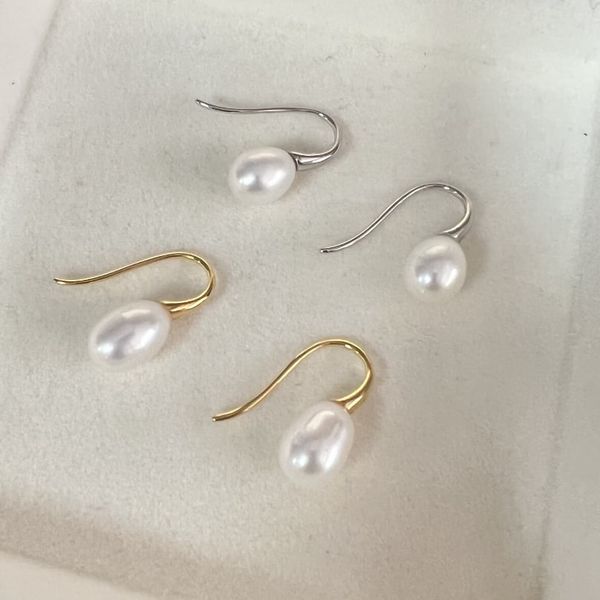 Bông Tai Kim Bạc s925 Đuôi Móc Câu Không Khoá Tối Giản MADAME HIEN PEARLS BTG060