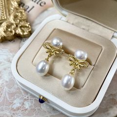 Bông Tai Ngọc Trai Tự Nhiên Phong Cách Cổ Điển MADAME HIEN PEARLS BTG067