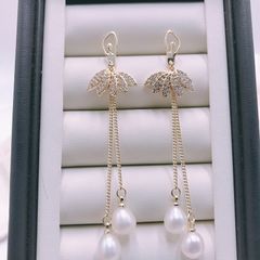 Bông Tai Ngọc Trai Tự Nhiên Phong Cách Vũ Nữ Chân Dài MADAME HIEN PEARLS Thời Trang Nữ BTG071