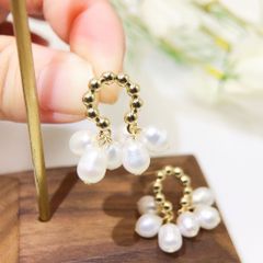 Bông Tai Chùm Đôi 6 Hạt Ngọc Trai Tự Nhiên Tua Rua Đáng Yêu MADAME HIEN PEARLS BTG080