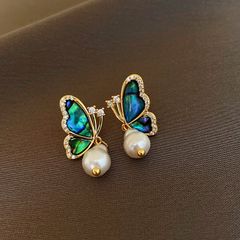 Bông Tai Ngọc Trai Tự Nhiên Cánh Bướm Xà Cừ Bào Ngư MADAME HIEN PEARLS Cho Nữ BTG099