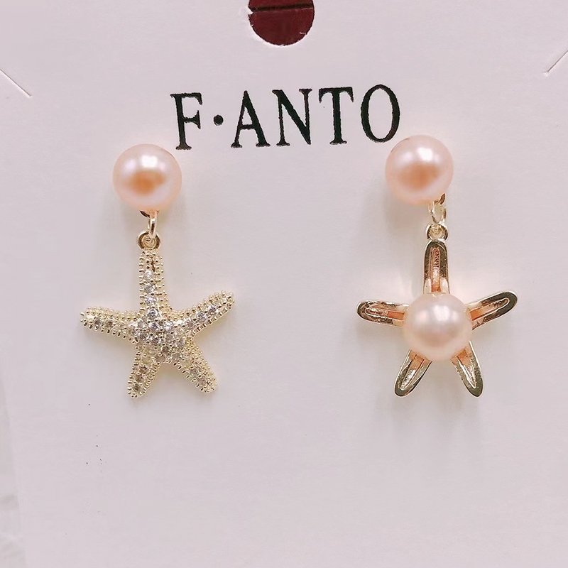 Bông Tai Ngọc Trai Tự Nhiên Đính Sao Biển Đáng Yêu MADAME HIEN PEARLS BTN108