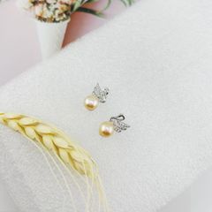 Bông Tai Ngọc Trai Tự Nhiên Mặt Thiên Nga Dát Đá Quý MADAME HIEN PEARLS Thời Trang Nữ BTN129