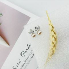Bông Tai Ngọc Trai Tự Nhiên Mặt Thiên Nga Dát Đá Quý MADAME HIEN PEARLS Thời Trang Nữ BTN129