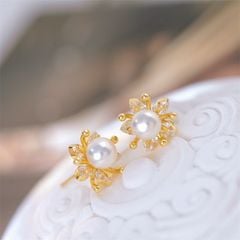 Bông Tai Kim Bạc s925 Dáng Hoa Sim Tím 5 Cánh Dễ Thương Cho Nữ MADAME HIEN PEARLS BTN138
