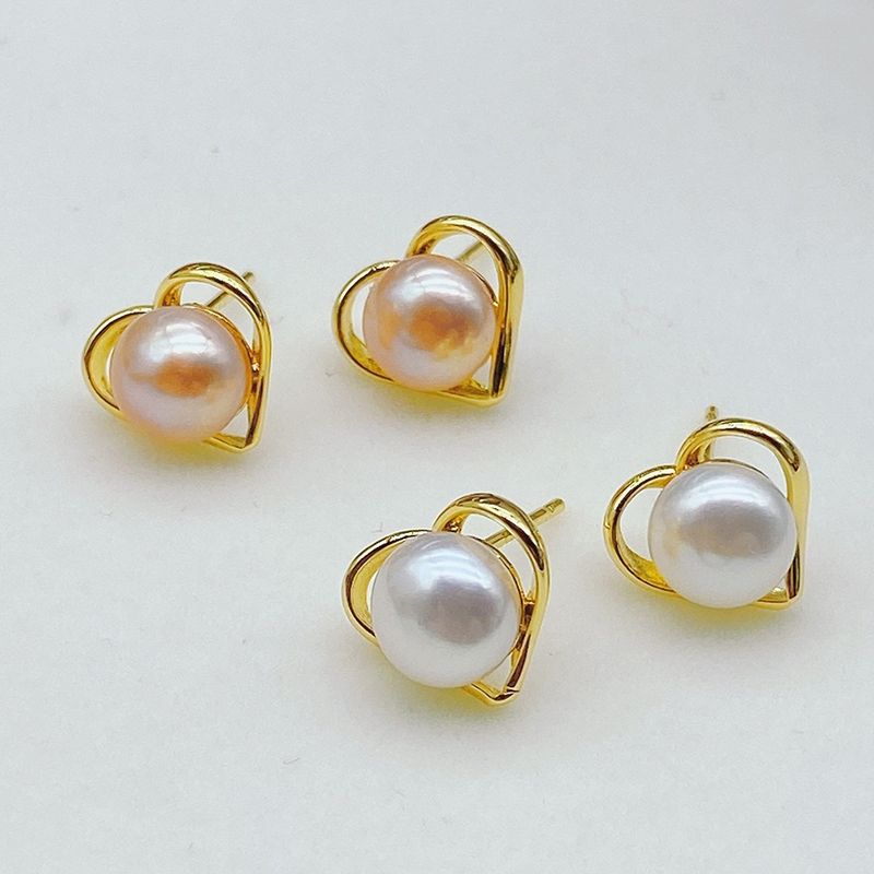 Bông Tai Ngọc Trai Tự Nhiên Mặt Trái Tim Đơn Giản, Tinh Tế MADAME HIEN PEARLS