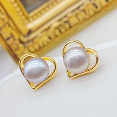 Bông Tai Ngọc Trai Tự Nhiên Mặt Trái Tim Đơn Giản, Tinh Tế MADAME HIEN PEARLS