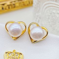 Bông Tai Ngọc Trai Tự Nhiên Mặt Trái Tim Đơn Giản, Tinh Tế MADAME HIEN PEARLS
