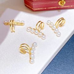 1 Khuyên Kẹp Vành Tai Đính Ngọc Trai Thời Trang MADAME HIEN PEARLS BTN156