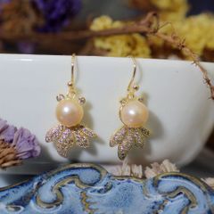 Bông Tai Kim Bạc s925 Cá Vàng Béo Ú Đáng Yêu MADAME HIEN PEARLS BTN162