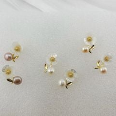 Bông Tai Ngọc Trai Tự Nhiên Cành Hoa Mai Xà Cừ MADAME HIEN PEARLS BTN163