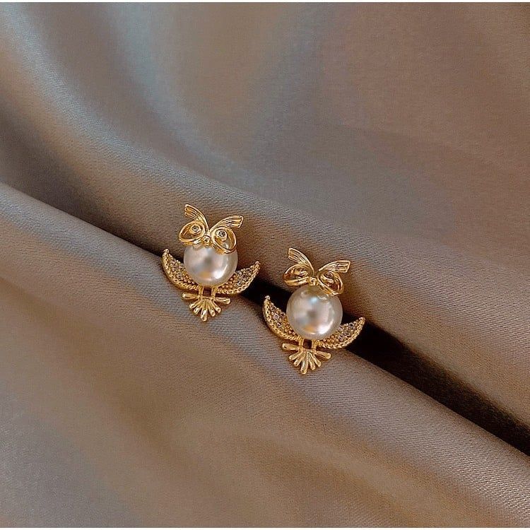 Bông Tai Ngọc Trai Tự Nhiên Dáng Cú Mèo Béo Đáng Yêu MADAME HIEN PEARLS BTN164