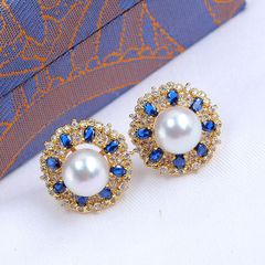 Bông Tai Ngọc Trai Tự Nhiên Đính Đá Sắc Màu Sang Trọng MADAME HIEN PEARLS BTN167