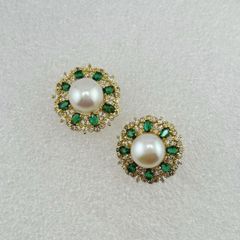 Bông Tai Ngọc Trai Tự Nhiên Đính Đá Sắc Màu Sang Trọng MADAME HIEN PEARLS BTN167