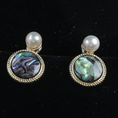 Bông Tai Ngọc Trai Tự Nhiên Mặt Tròn Xà Cừ Bàu Ngư MADAME HIEN PEARLS Cho Nữ BTN186