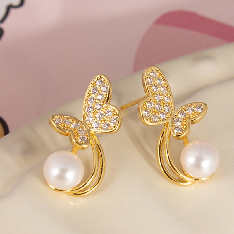 Bông Tai Ngọc Trai Tự Nhiên Mặt Bướm Hồ Điệp Đuôi Dài MADAME HIEN PEARLS Cho Nữ BTN210