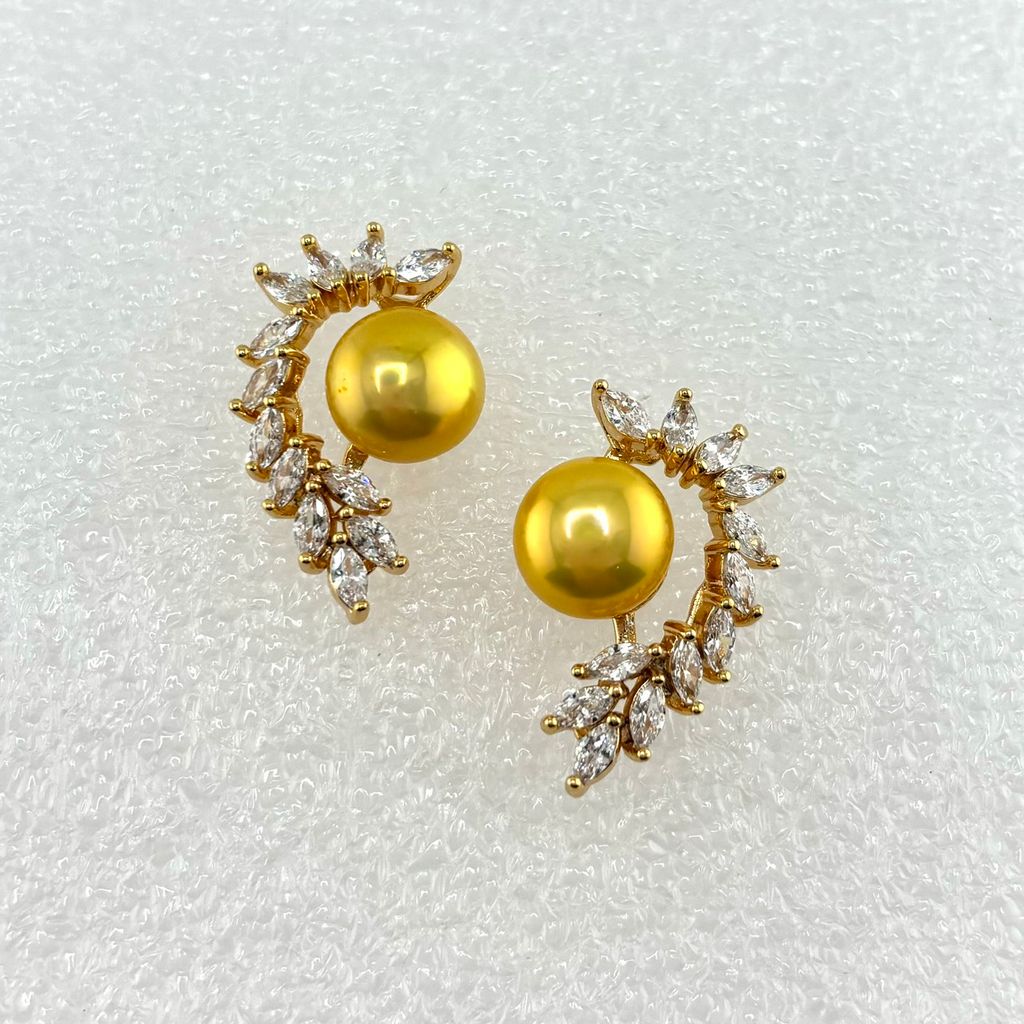 Bông Tai Ngọc Trai Tự Nhiên Mặt Cánh Thiên Thần Đính Đá Quý MADAME HIEN PEARLS Cho Nữ BTN211