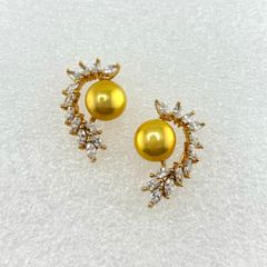 Bông Tai Ngọc Trai Tự Nhiên Mặt Cánh Thiên Thần Đính Đá Quý MADAME HIEN PEARLS Cho Nữ BTN211