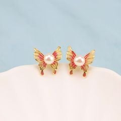 Bông Tai Ngọc Trai Tự Nhiên Bộ Sưu Tầm Bướm Sắc Màu MADAME HIEN PEARLS Cho Nữ