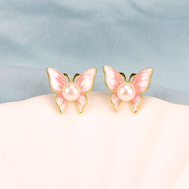 Bông Tai Ngọc Trai Tự Nhiên Bộ Sưu Tầm Bướm Sắc Màu MADAME HIEN PEARLS Cho Nữ