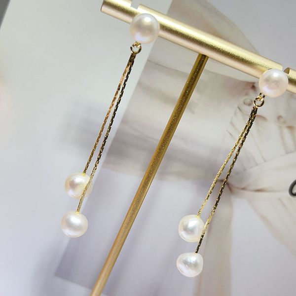 Bông Tai Ngọc Trai Tự Nhiên Tua Rua 2 Hạt Ngọc Trai MADAME HIEN PEARLS Cho Nữ
