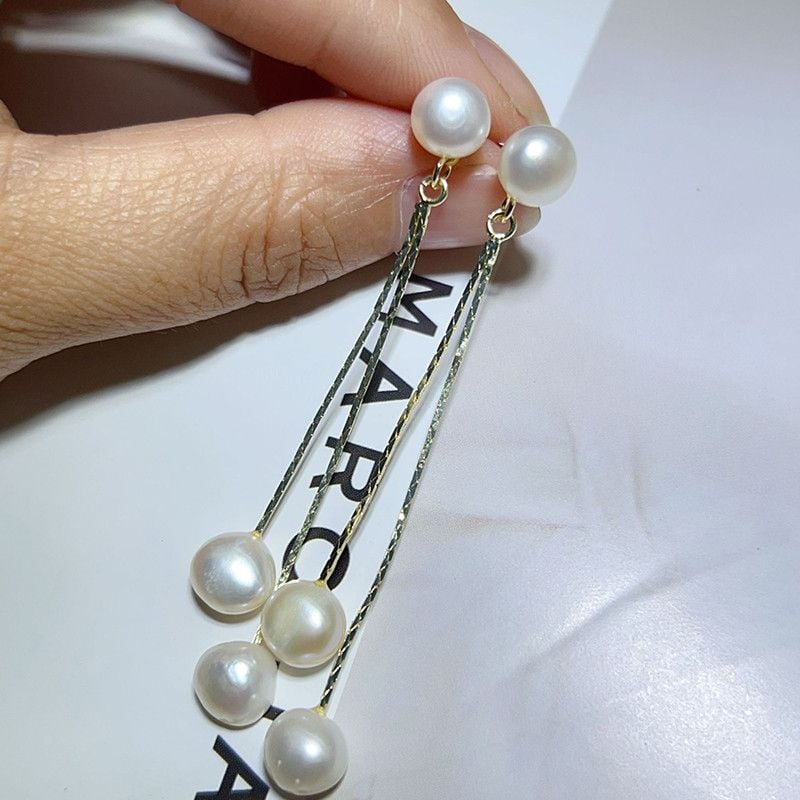 Bông Tai Ngọc Trai Tự Nhiên Tua Rua 2 Hạt Ngọc Trai MADAME HIEN PEARLS Cho Nữ