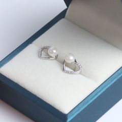 Bông Tai Ngọc Trai Tự Nhiên Trái Tim Rỗng Đính Ngọc Trai MADAME HIEN PEARLS Cho Nữ BTN248