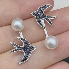 Bông Tai Ngọc Trai Tự Nhiên Chim Én Bồ Câu Dove MADAME HIEN PEARLS Cho Nữ BTN254