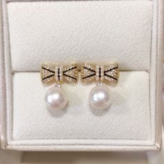 Bông Tai Ngọc Trai Tự Nhiên Dáng Nơ Xinh Lung Linh MADAME HIEN PEARLS Cho Nữ BTN256