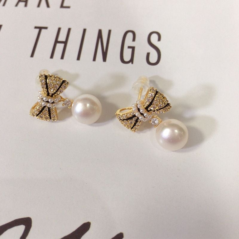 Bông Tai Ngọc Trai Tự Nhiên Dáng Nơ Xinh Lung Linh MADAME HIEN PEARLS Cho Nữ BTN256