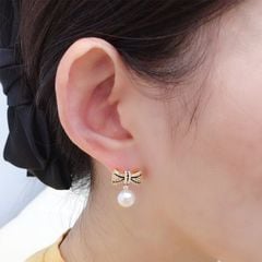 Bông Tai Ngọc Trai Tự Nhiên Dáng Nơ Xinh Lung Linh MADAME HIEN PEARLS Cho Nữ BTN256