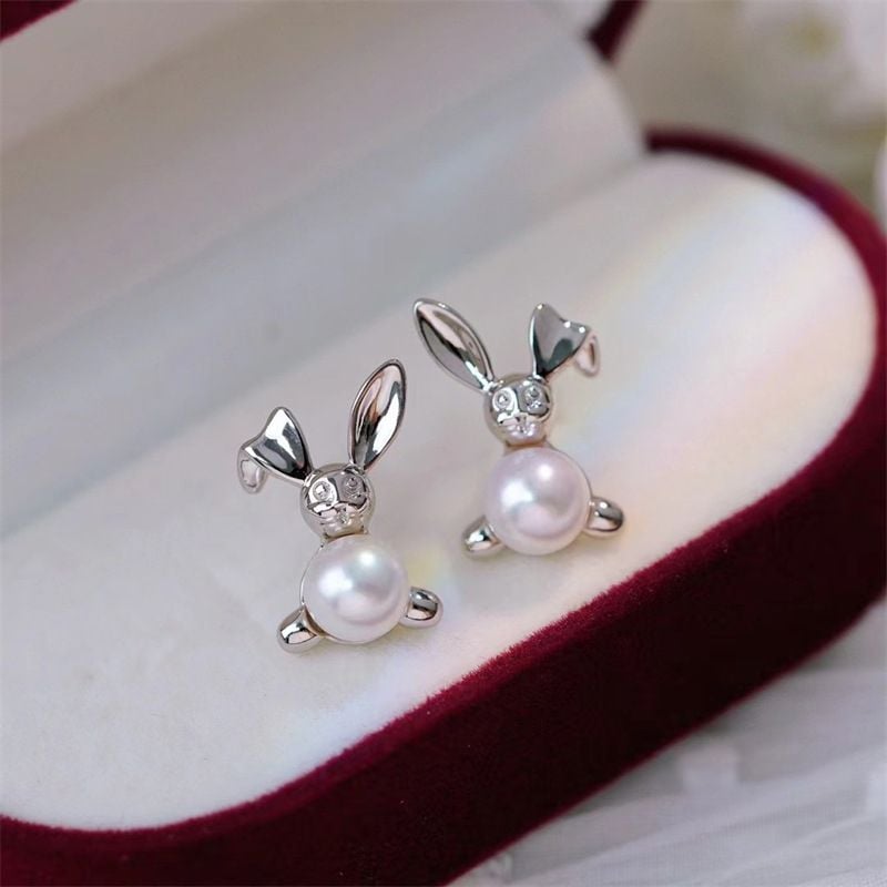 Bông Tai Ngọc Trai Tự Nhiên Chú Thỏ Bunny Đáng Yêu MADAME HIEN PEARLS Cho Nữ BTN259