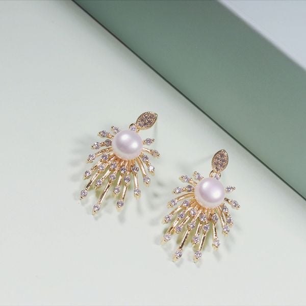 Bông Tai Ngọc Trai Tự Nhiên Phong Cách Pháo Hoa Lễ Hội Lạ Mắt MADAME HIEN PEARLS Cho Nữ BTN262