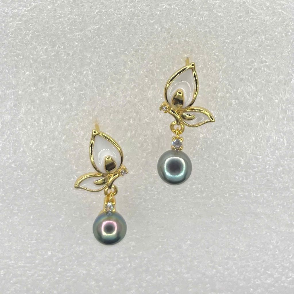 Bông Tai Ngọc Trai Tự Nhiên Dáng Bướm Bay Xà Cừ MADAME HIEN PEARLS Đáng Yêu Cho Nữ BTN269