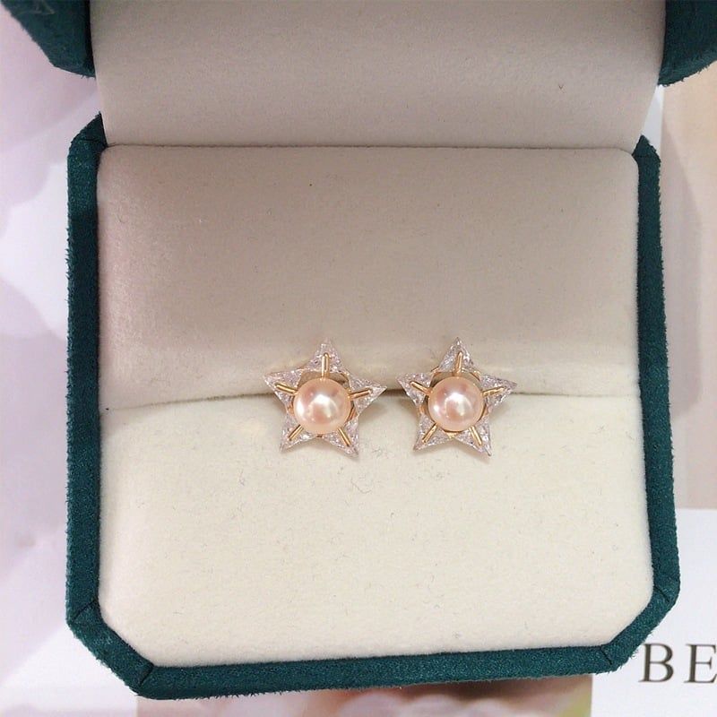 Bông Tai Ngọc Trai Tự Nhiên Ngôi Sao 5 Cánh Sang Trọng MADAME HIEN PEARLS Cho Nữ BTN286