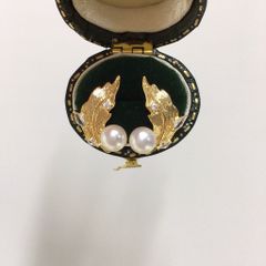 Bông Tai Ngọc Trai Tự Nhiên Mặt Lá Lông Vũ MADAME HIEN PEARLS Cho Nữ BTN292