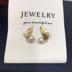 Bông Tai Ngọc Trai Tự Nhiên Mặt Lá Lông Vũ MADAME HIEN PEARLS Cho Nữ BTN292